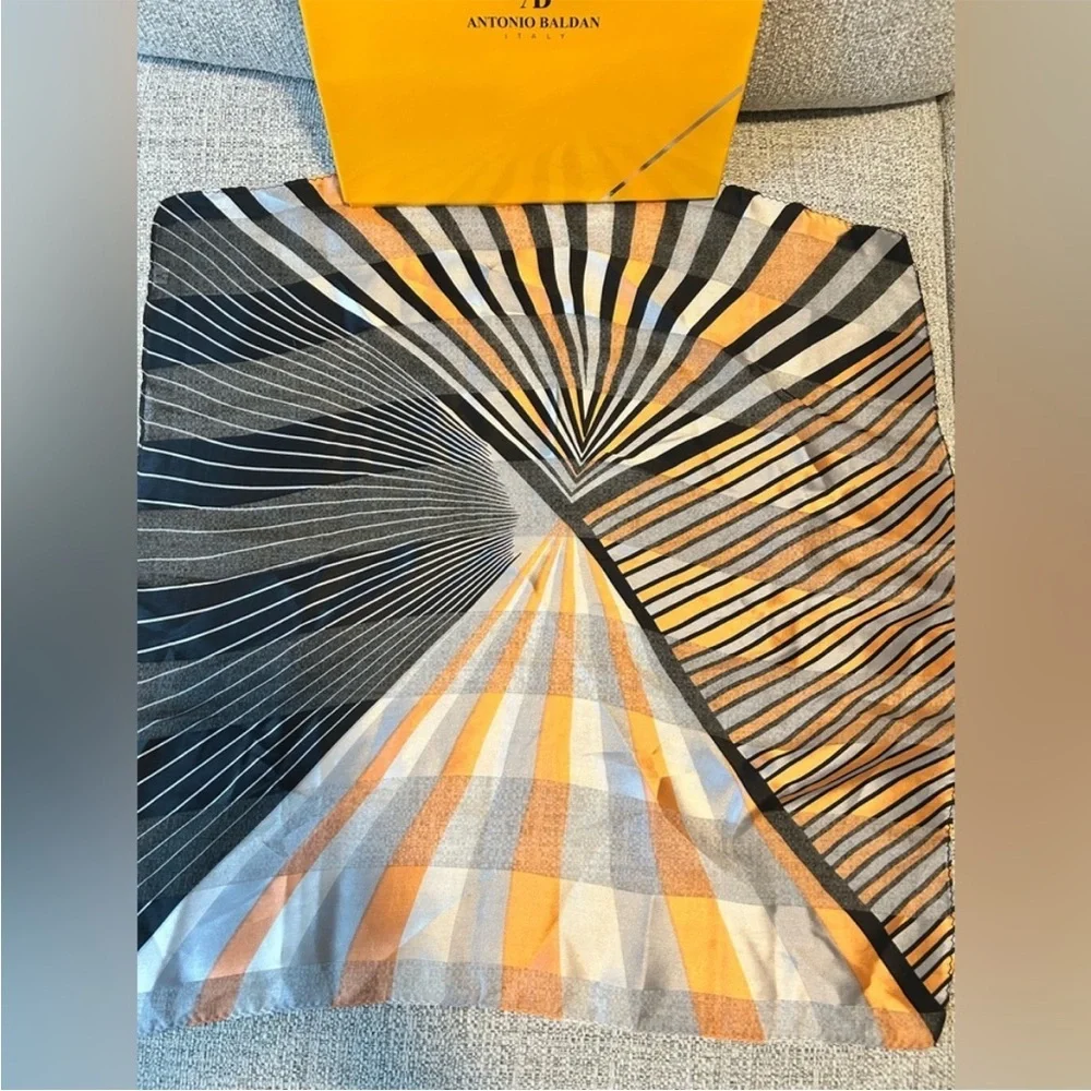 Vintage Antonio Baldan Italy 100% Silk Scarf with Original Box